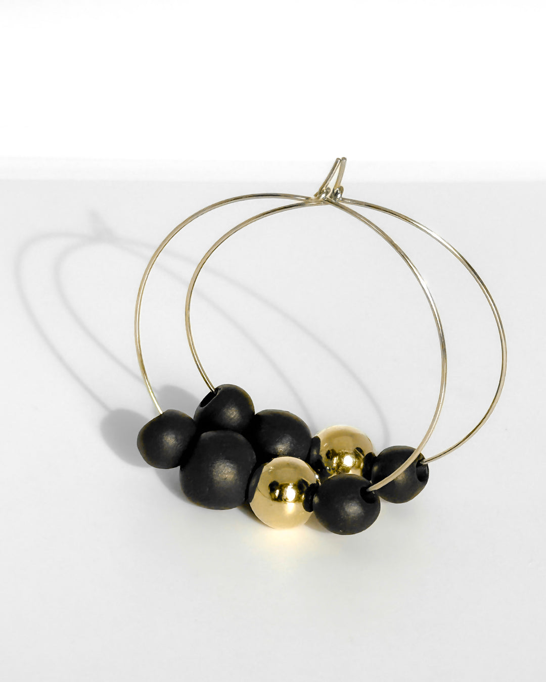 _the BEAD hoop | black porcelain + gold