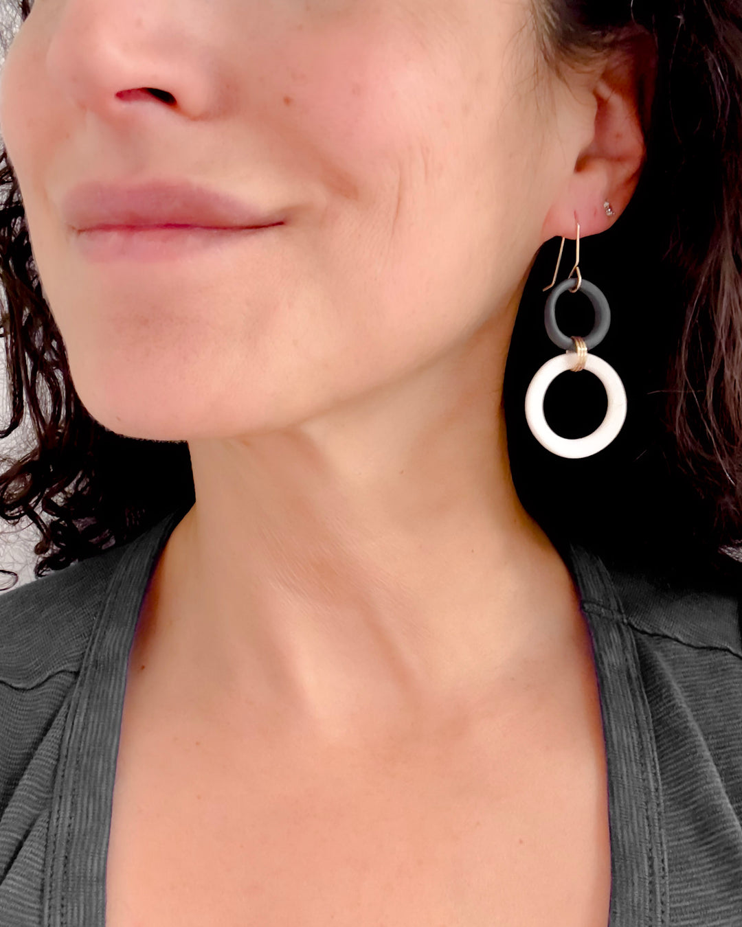 _the HUIT dangle | black + natural porcelain