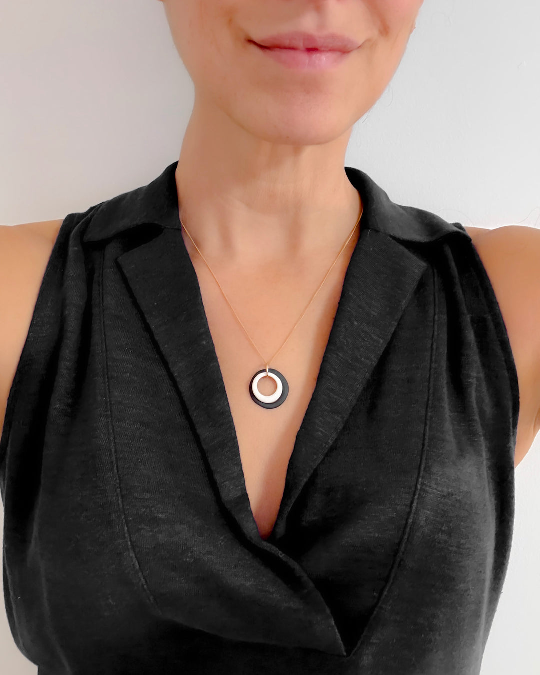 _the GEMINI necklace | black + natural porcelain