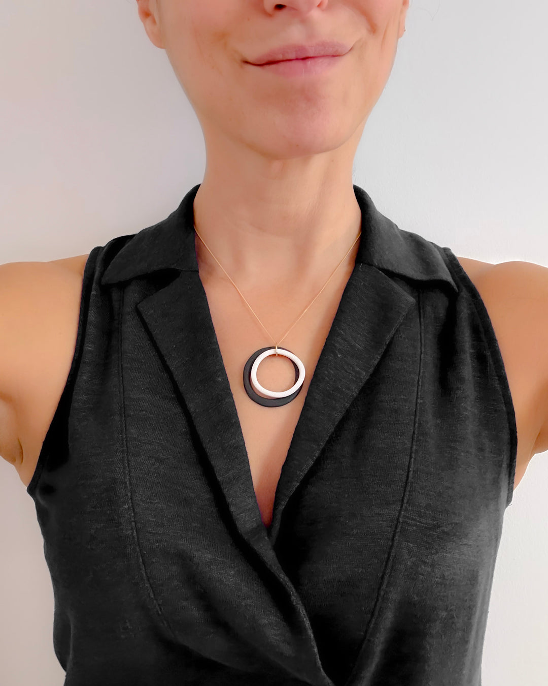 _the GEMINI necklace | black + natural porcelain