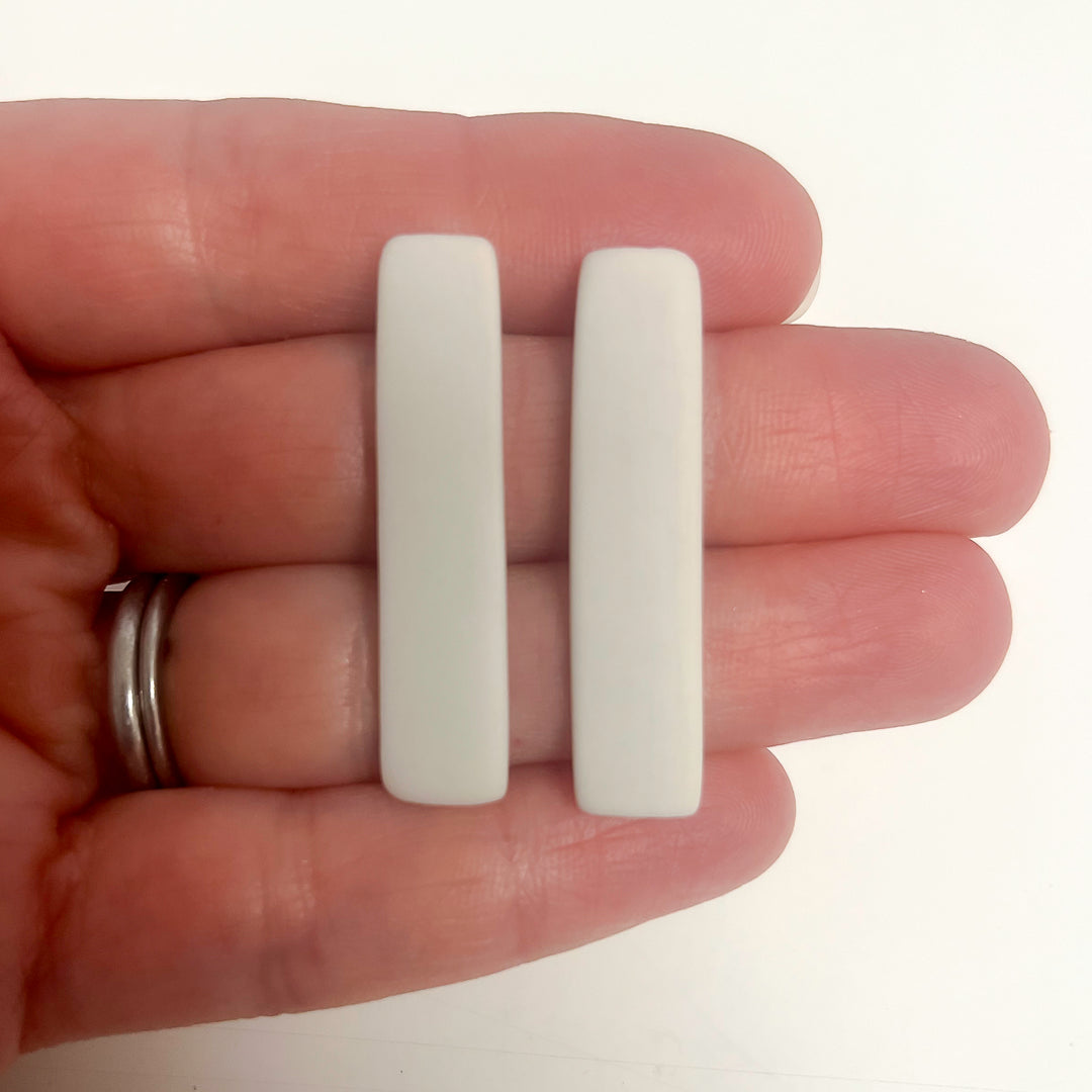 LONG RECTANGLE studs | natural porcelain