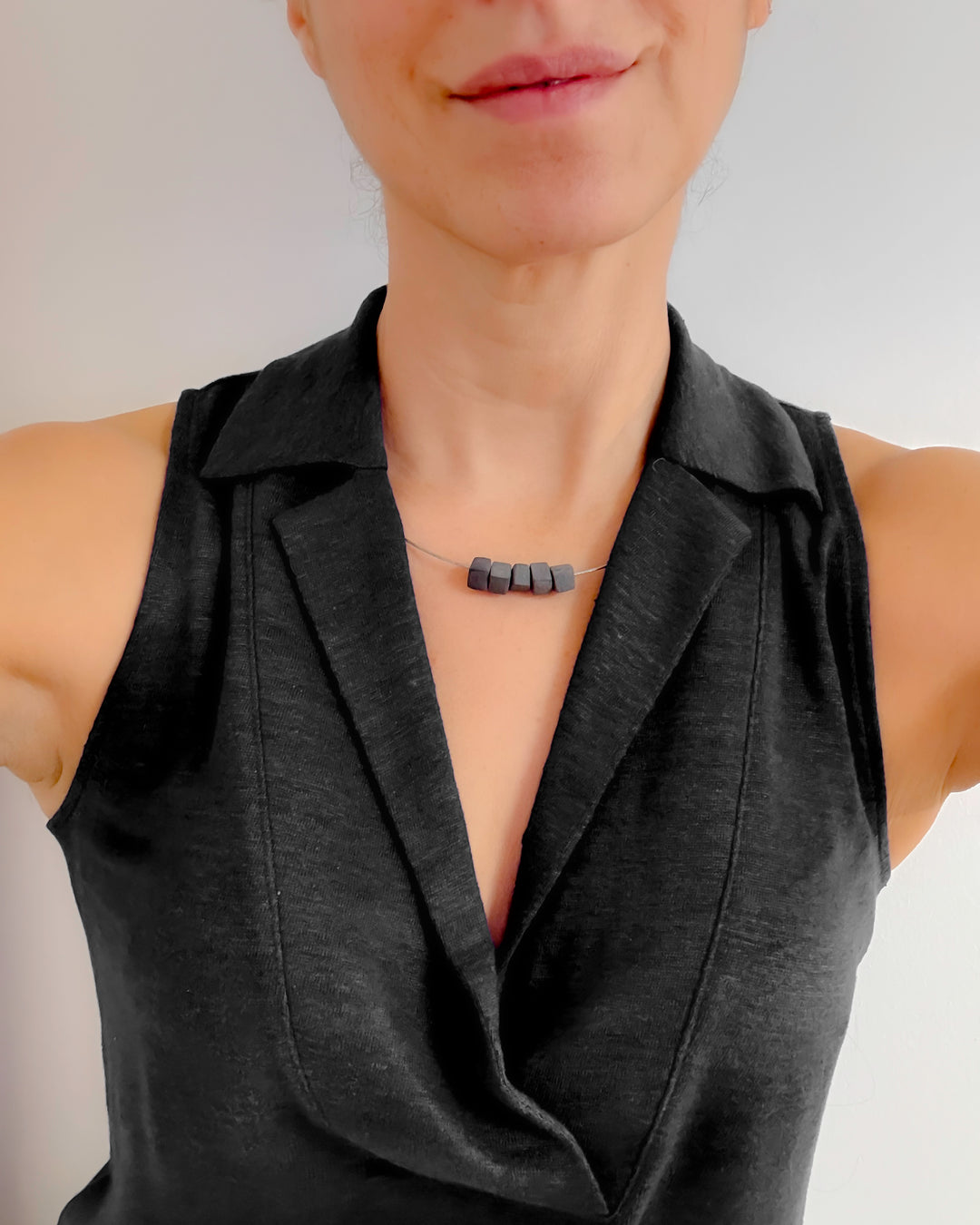 _the BLOCK CUBE necklace | charcoal porcelain