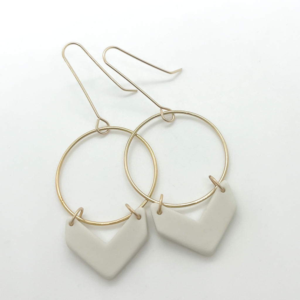 CHEVRON ring dangles | natural porcelain