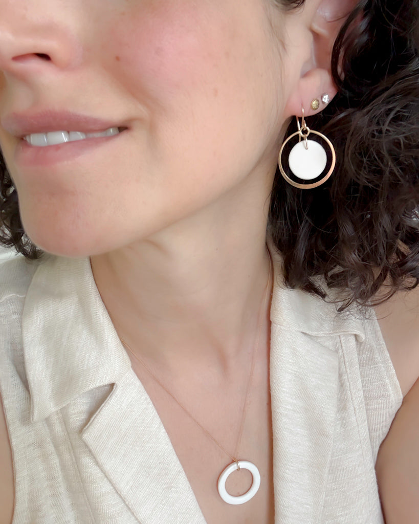 the ORBIT dangle | porcelain + gold