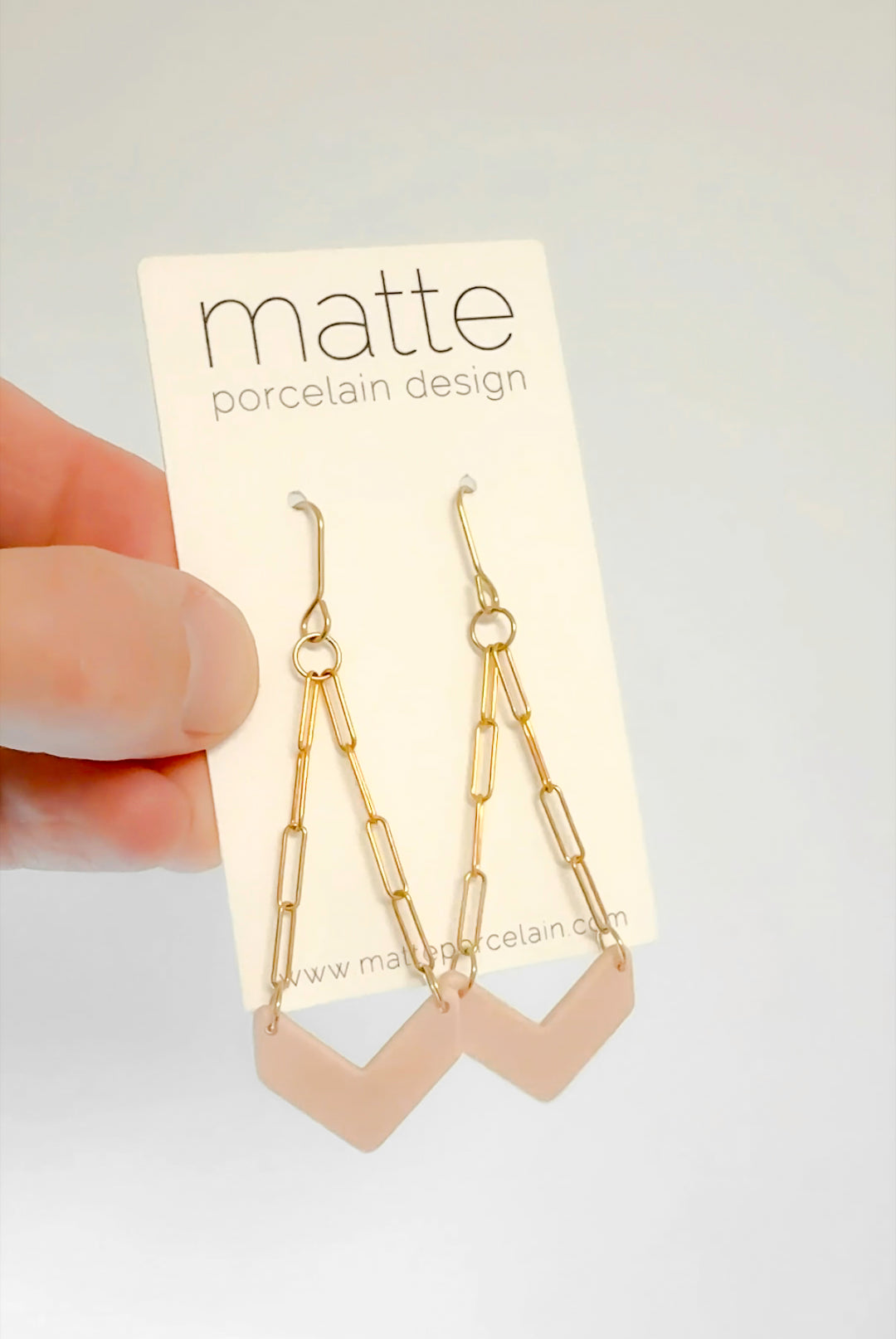 the CHEVRON paperclip dangle | porcelain + gold