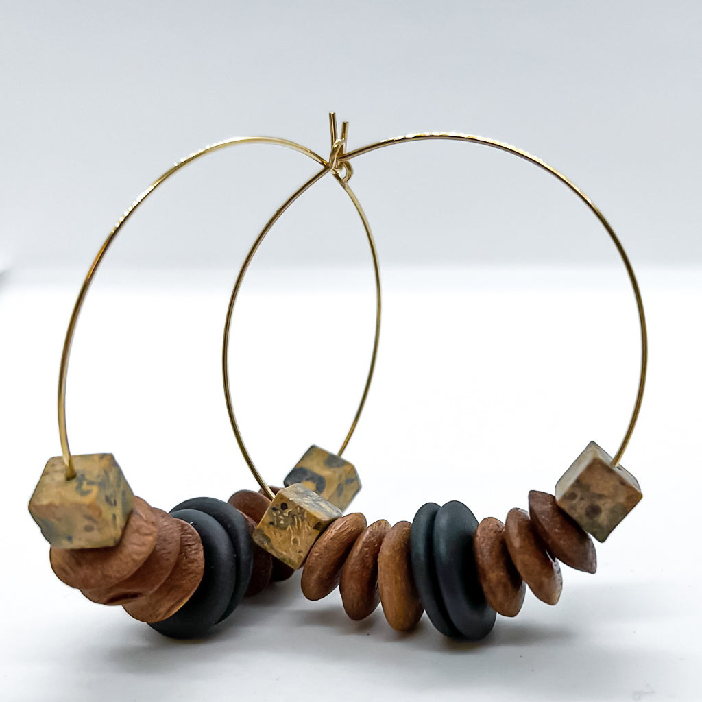 BOHEME hoops | porcelain + wood + stone