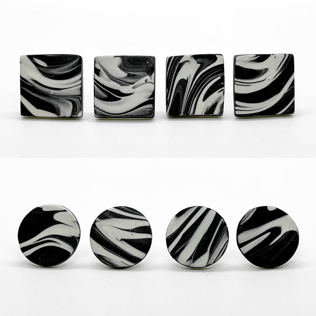 SIMPLICITY studs | MARBLED black + white