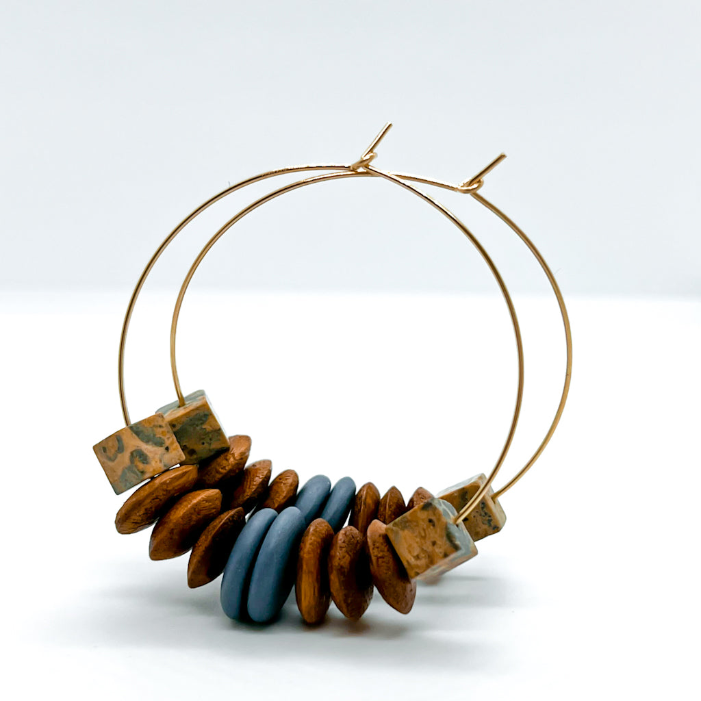 BOHEME hoops | porcelain + wood + stone